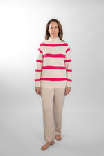 Load image into Gallery viewer, Oatmeal &amp; Bright Pink Polo Neck
