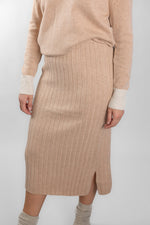 Load image into Gallery viewer, Camel Ribbed Skirt
