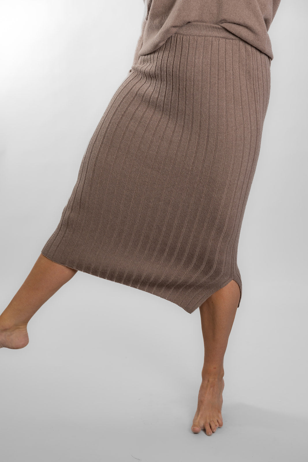 Brown Ribbed Skirt