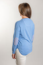 Load image into Gallery viewer, Blue Cotton Cashmere Swing w B/W Stripe Patch
