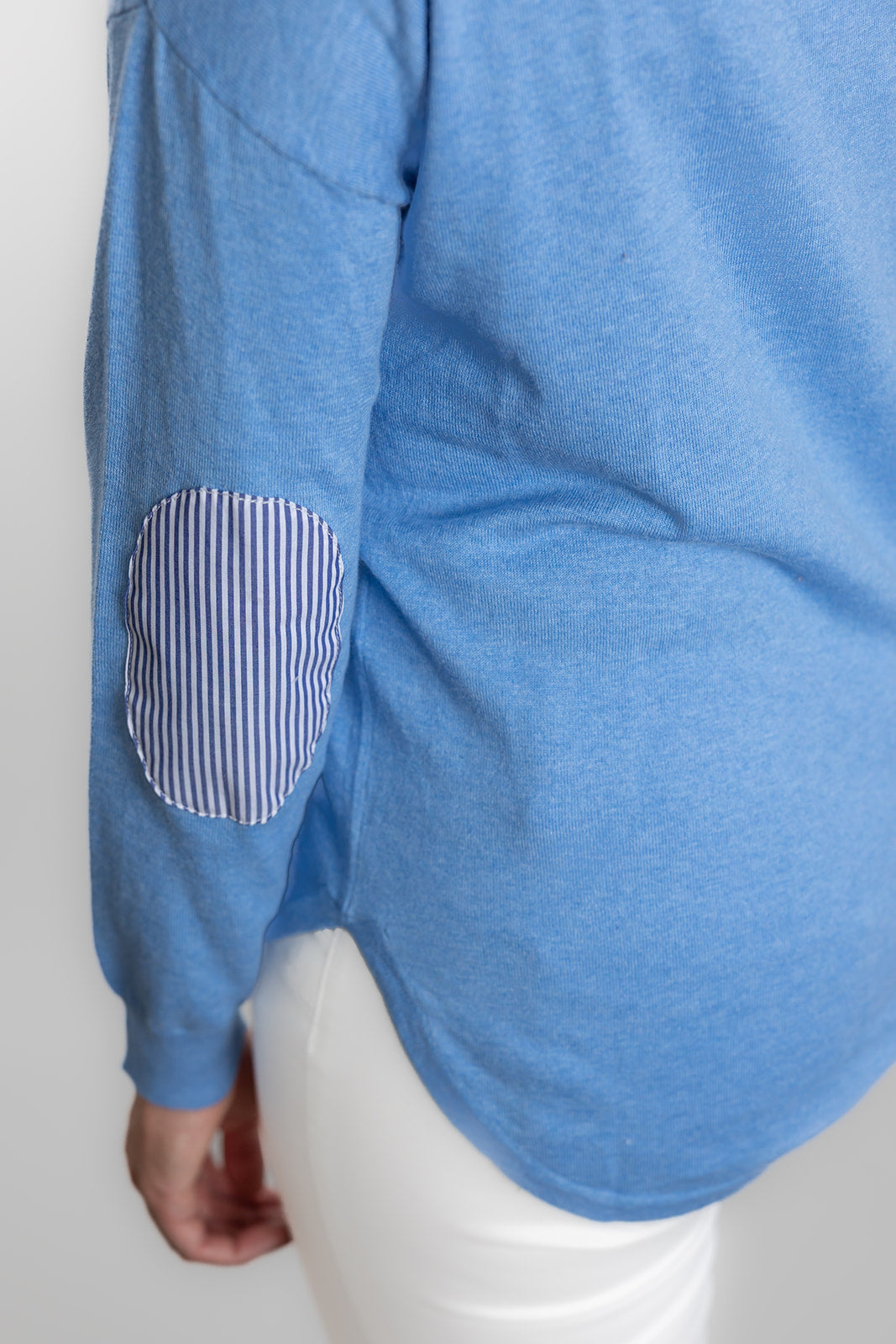 Blue Cotton Cashmere Swing w B/W Stripe Patch