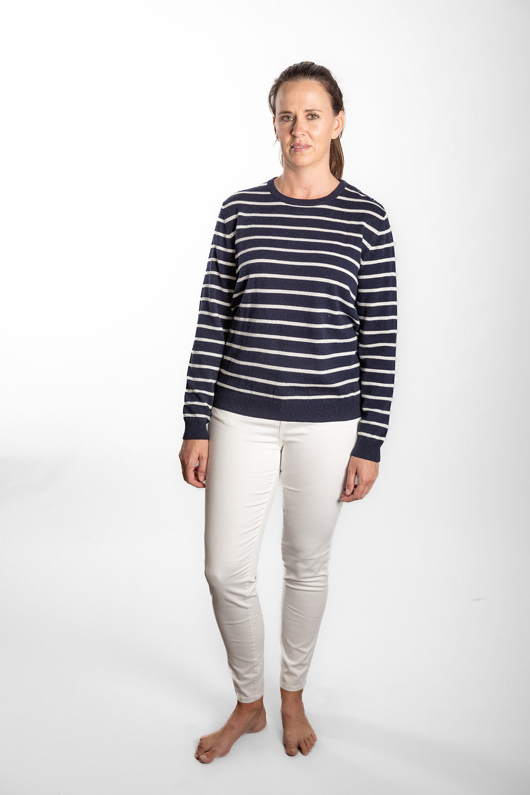 Navy and White Breton Crew