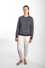 Load image into Gallery viewer, Navy and White Breton Crew
