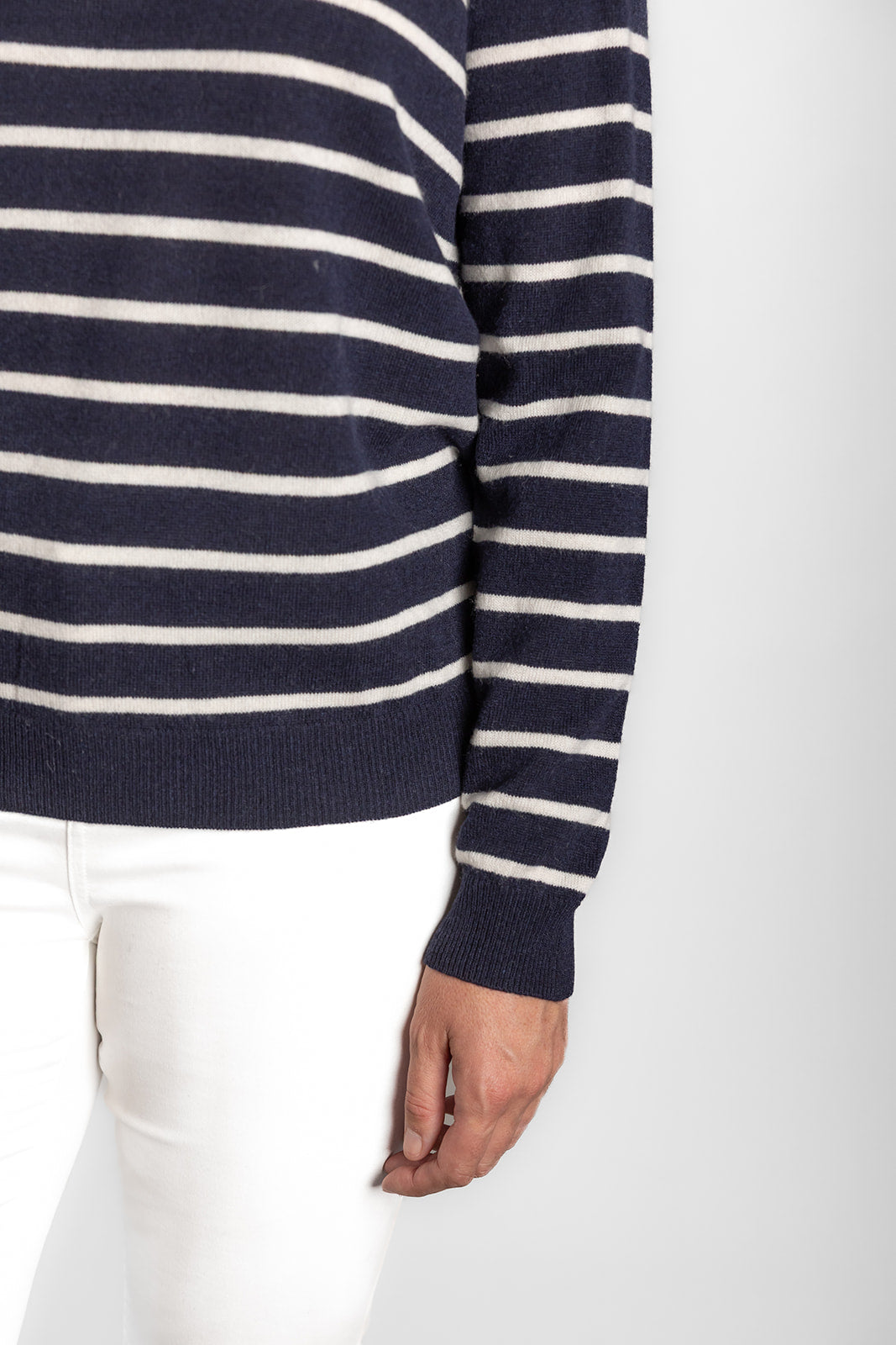 Navy and White Breton Crew