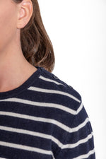 Load image into Gallery viewer, Navy and White Breton Crew
