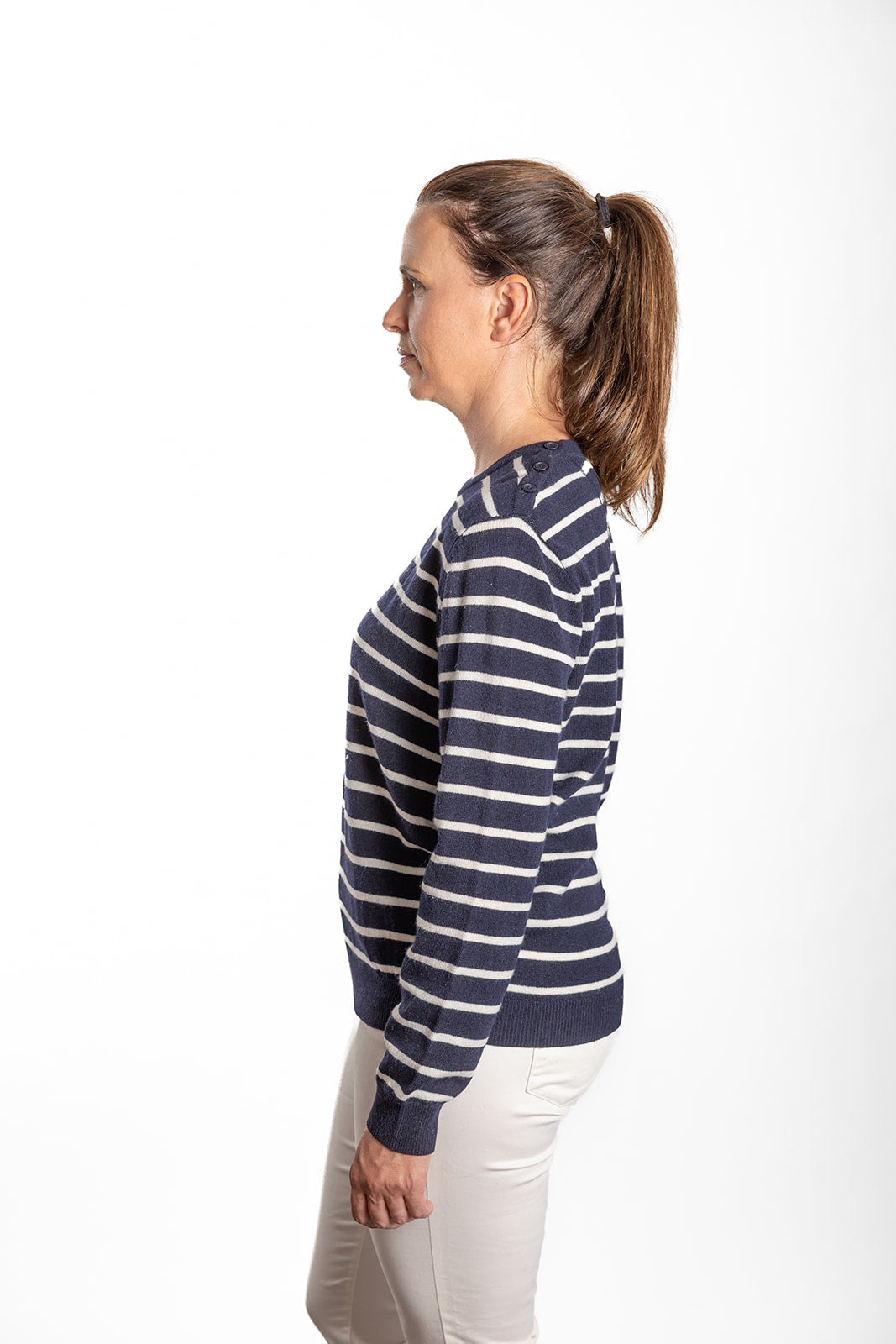 Navy and White Breton Crew